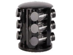 PORTA CONDIMENTO INOX C/12 PRETO REDONDO