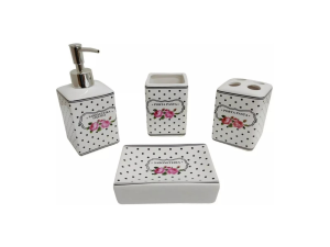 KIT BANHEIRO CERAMICO C/4 QUADRADO FLORZINHA