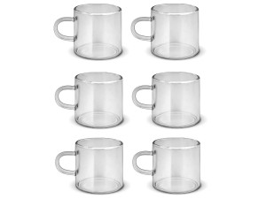 CONJUNTO  6 XICARAS DE VIDRO BOROSSILICATO 120ML