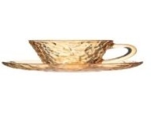 JOGO DE XICARA DE VIDRO 90ML COM 4 PEÇAS COM PIRES AMBAR ABAZZIA