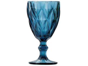 JOGO 4 TACA VIDRO 325ML DIAMOND AZUL