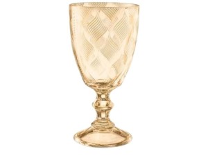 JOGO COM 6 TAÇAS DE VIDRO 340ML AMBAR FRIZADO