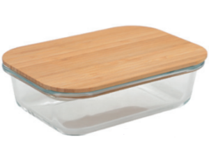 POTE VIDRO 635ML RETANGULAR TP-BAMBU 