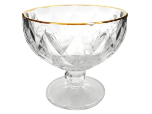 JOGO 6 TACA VIDRO 310ML SBMESA DIAMOND BORDA OURO