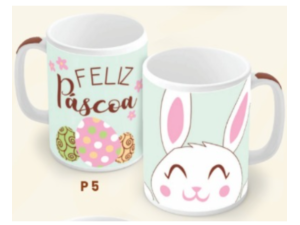 CANECA CERAMICA 320ML PASCOA COELHO