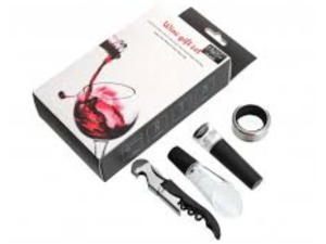 KIT VINHO 04PC C/SACARROLHA